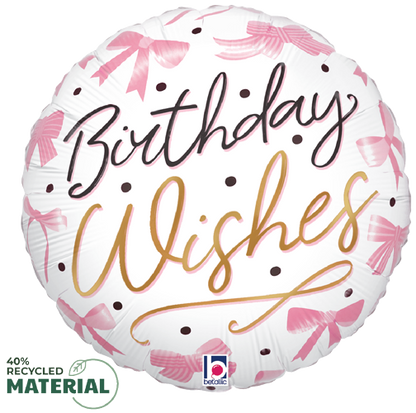 Pink Bow Birthday Wishes Foil Balloons