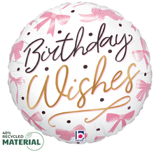 Pink Bow Birthday Wishes Foil Balloons