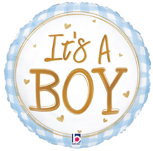 Baby Boy Gingham Foil Balloon