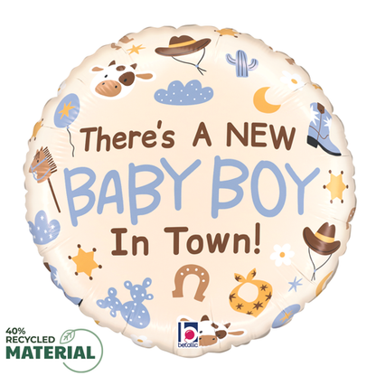 Coming Soon! Baby Boy in Town Foil Balloon