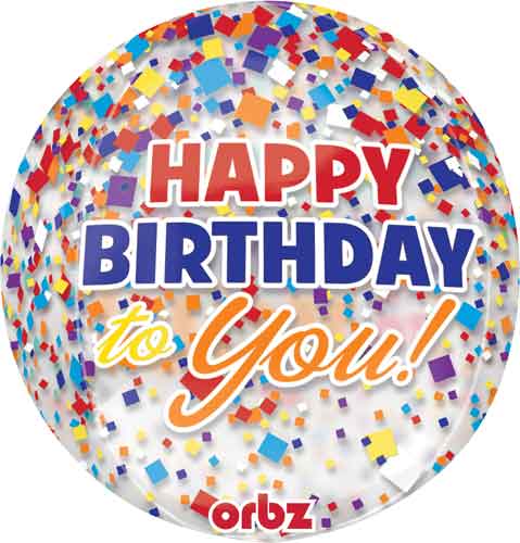 Orbz Birthday Clear Confetti