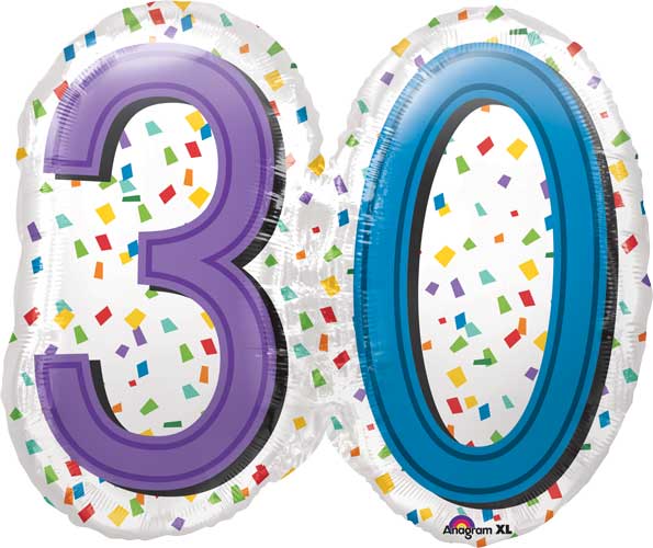 Rainbow Birthday 30 Foil Balloons