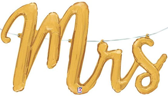 'Mrs' Gold Script Balloon