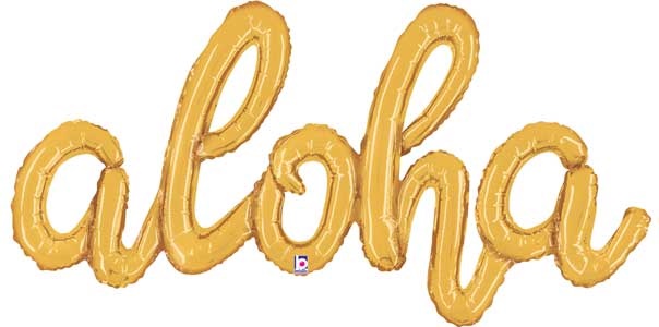 'aloha' Gold Script Balloon