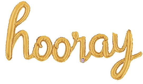 'hooray' Gold Script Balloon