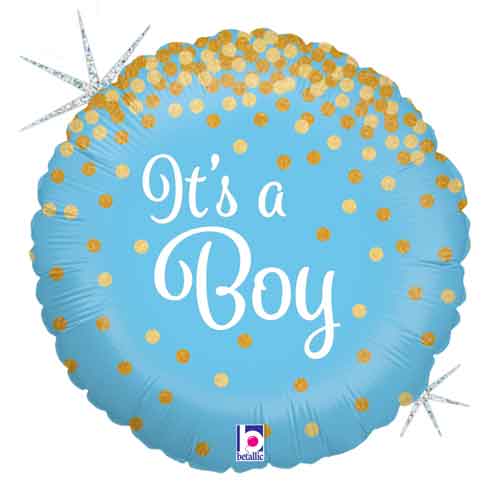 It's A Boy Glittering Foil Balloons