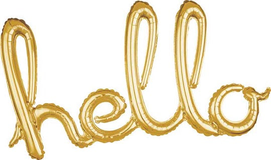 'hello' Gold Script Balloon