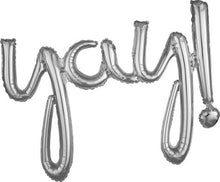 'yay!' Silver Script Balloon