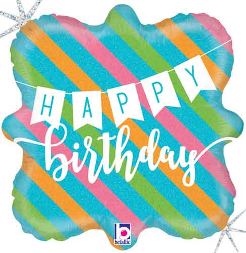 Birthday Banner & Stripes Foil Balloons