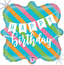 Birthday Banner & Stripes Foil Balloons