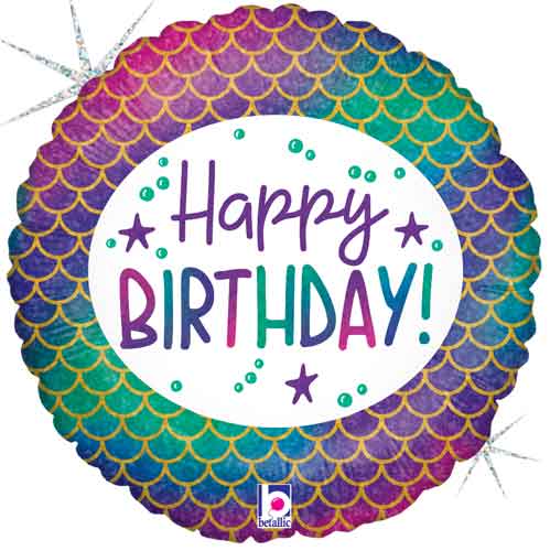 Birthday Glitter Mermaid Foil Balloons