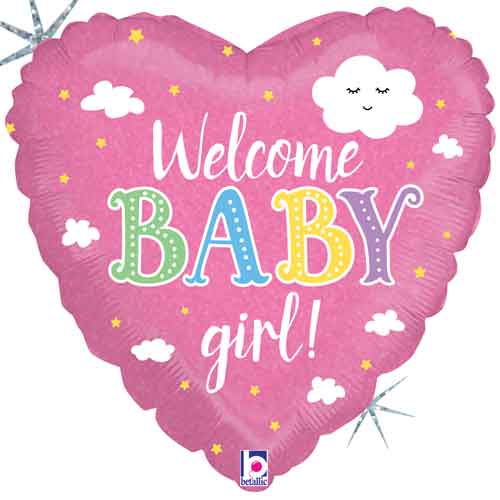 Welcome Baby Girl Foil Balloons