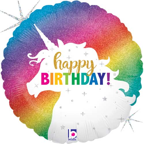 Birthday Glitter Unicorn Foil Balloons