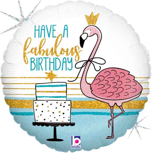 Birthday Fabulous Flamingo Foil Balloons