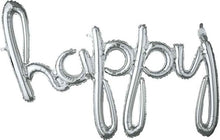 'happy' Silver Script Balloon