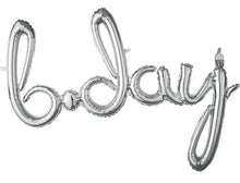 'bday' Silver Script Balloon