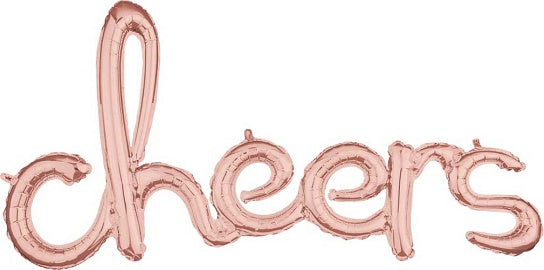 'cheers' Rose Gold Script Balloon