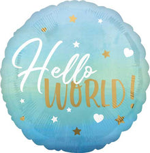 Hello World Blue Boy Foil Balloons
