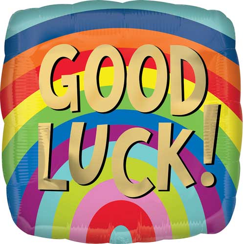Good Luck Rainbow Stripes Foil Balloons