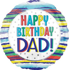 Birthday Dad Painted Stripes Foil Balloons