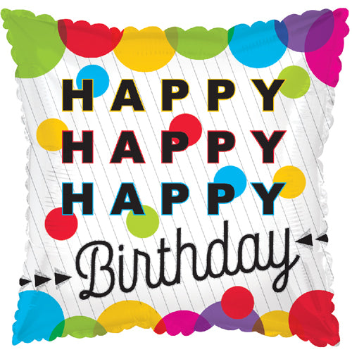 Happy Happy Happy Birthday Foil Balloons