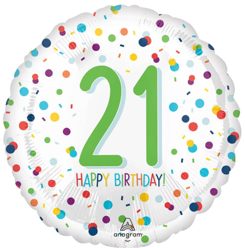 Confetti Happy 21st Birthday Foil Balloons