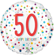 Confetti Happy 50th Birthday Foil Balloons