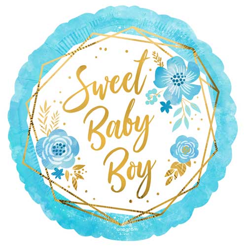 Sweet Baby Boy Floral Geo Foil Balloons