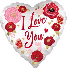 I Love You Satin Flowers Foil Balloons