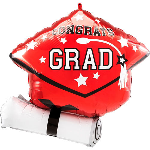 Grad Cap and Diploma Red Shape