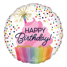 Birthday Confetti Pink Cupcake Foil Balloons