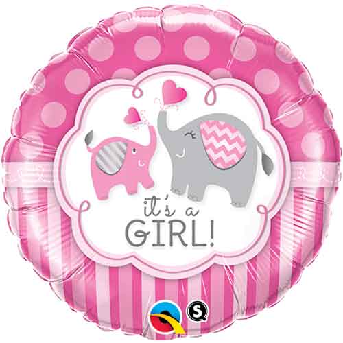 It's A Girl Elephants Foil Balloons