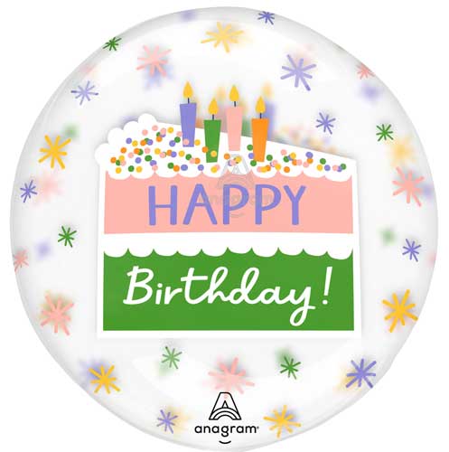Crystal Clearz Happy Birthday Cake Non-Foil Balloons