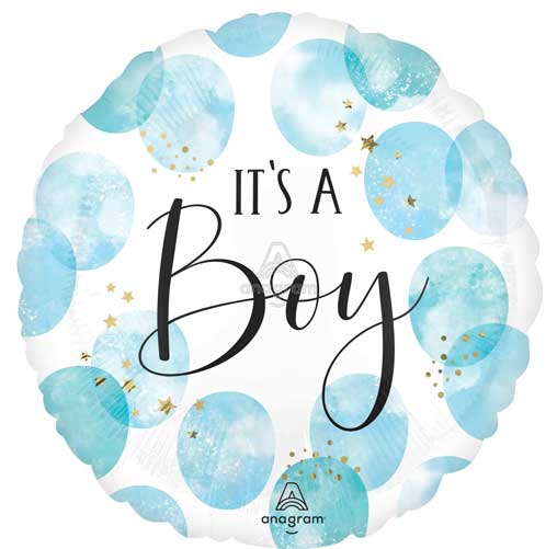 Baby Boy Blue Watercolor Foil Balloons