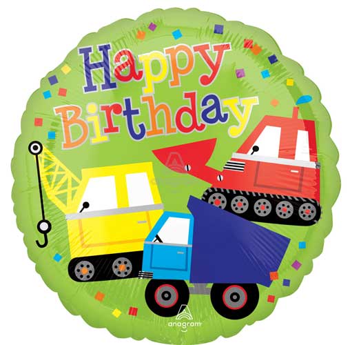 Happy Birthday Trucks Foil Balloons