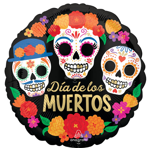Day Of The Dead Bright Flores Foil Balloons