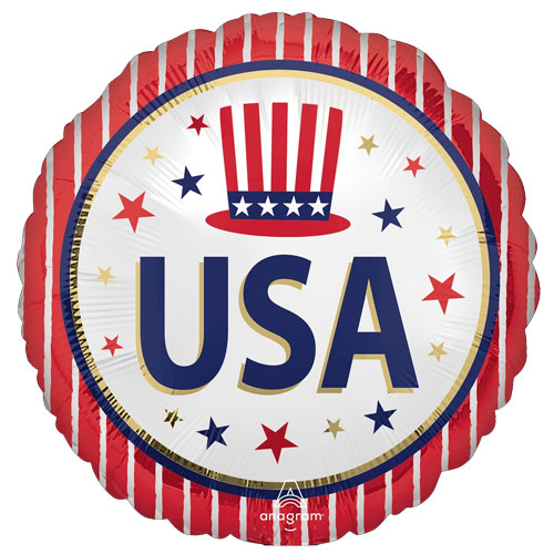 Satin USA Stars and Stripes Hat Foil Balloons