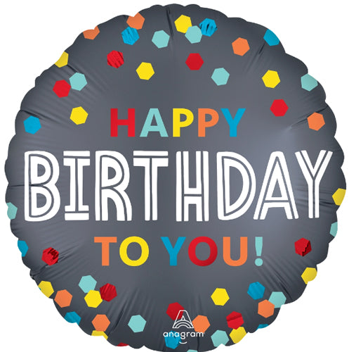 Satin Confetti Burst Birthday To You Foil Balloons