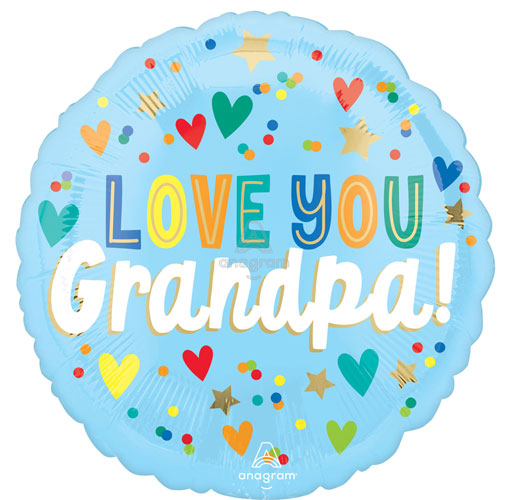 Love You Grandpa Hearts & Stars Foil Balloons
