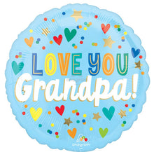 Love You Grandpa Hearts & Stars Foil Balloons