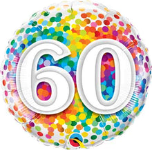 60th Rainbow Confetti Foil Balloons