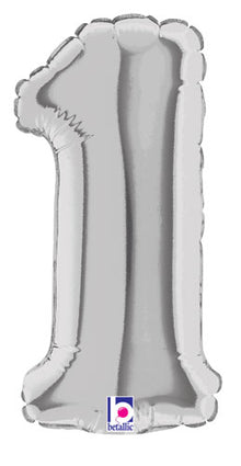 7 inch Silver Number 1 Megaloon Balloon