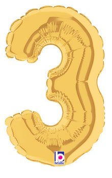 7 inch Gold Number 3 Megaloon Balloon
