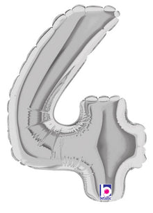 7 inch Silver Number 4 Megaloon Balloon