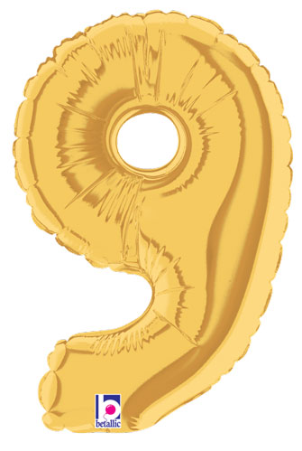 7 inch Gold Number 9 Megaloon Balloon