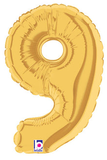 7 inch Gold Number 9 Megaloon Balloon