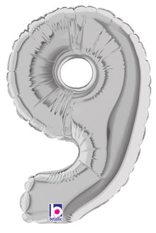 7 inch Silver Number 9 Megaloon Balloon