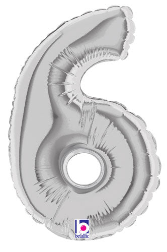 7 inch Silver Number 6 Megaloon Balloon