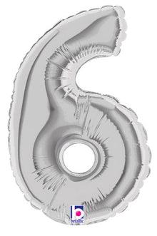 7 inch Silver Number 6 Megaloon Balloon