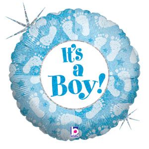 It's a Boy Footprints - Holographic Foil Balloons